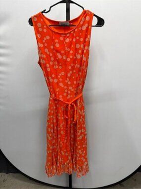 Phase Seven Red Orange Polka Dot Midi Dress